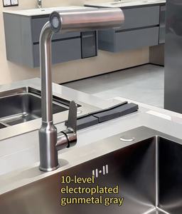 Robinet de cuisine moderne pivotant à 360 degrés à un seul trou avec cartouche en céramique, finition chromée pour évier - Product Image 5