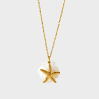 Collier en acier inoxydable plaqué or 18 carats, style estival, pendentif coquillage tortue, collier pendentif coquille blanche DIY