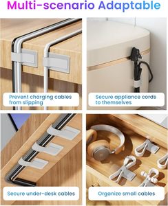 100 Uds. Bridas autoadhesivas para cables, organizadores de cables de escritorio con bucle de gancho para oficina en casa, gestores de cables reutilizables para gestión de cables - Product Image 6