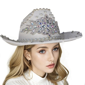 Sombrero Vaquero con Lentejuelas Brillantes y Pedrería, para Festivales <span class=keywords><strong>de</strong></span> Música Rave, Discotecas, Moda Y2K, Accesorio para Actuaciones - Product Image 1