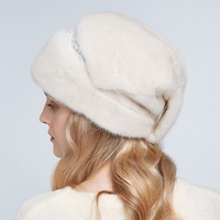 Chapeau d'hiver de luxe en fourrure pour femme, modèle RTS, en vison avec strass brillants, vente en gros