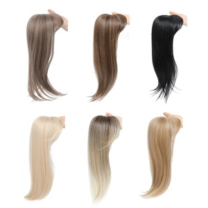 Cheveux Toppers pour femmes <span class=keywords><strong>avec</strong></span> des morceaux de cheveux amincissants 18 pouces couverture moelleux vaporeux Bangs postiche - Product Image 1