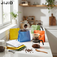 Sac à fermeture éclair personnalisé JIJID, plusieurs tailles et couleurs, pochette à fond plat avec cordon de serrage, réutilisable, en aluminium pour grains de café