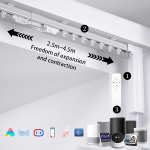 Factory Price Home <strong>Electric</strong> Telescopic Motorized Smart <strong>Curtain</strong> Track with <strong>Remote</strong> Control Aluminum White Customized Length - Product Image 2