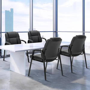 Chaise d'Invité en Cuir avec Accoudoirs Rembourrés pour Réception Réunion <span class=keywords><strong>Conférence</strong></span> et <span class=keywords><strong>Salle</strong></span> d'Attente Bureau Latéral Maison Noir - Product Image 6