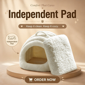 Plush Winter Cat &amp; Dog <strong>Bed</strong> House Indoor Enclosed Pet Cave Soft Warm Manmade <strong>Rabbit</strong> Fur Portable Cozy Sleeping <strong>Bed</strong> <strong>for</strong> Small Pets - Product Image 2