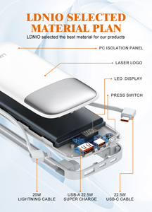 Banco de Energía LDNIO PQ19 de 10000 mAh con Cable <span class=keywords><strong>2</strong></span> <span class=keywords><strong>en</strong></span> <span class=keywords><strong>1</strong></span>, Banco de Energía Portátil con Cables Integrados, <span class=keywords><strong>Precio</strong></span> al por Mayor, <span class=keywords><strong>Mejor</strong></span> <span class=keywords><strong>Calidad</strong></span> - Product Image 5