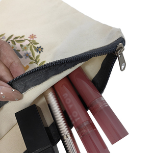 Bán Buôn Biểu Tượng Tùy Chỉnh Thân Thiện Với Môi Bông Vải Dây Kéo Xách Tay Mỹ Phẩm Trang Điểm Túi Bút Trường Hợp Lưu Trữ Du Lịch Cho Pouch - Product Image 2