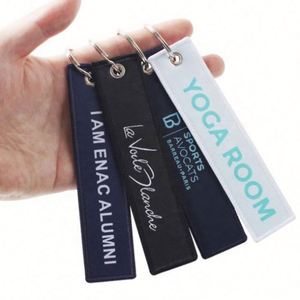 Hot Selling <b>Custom</b> Fabric <b>Keychain</b> with Cheap Embroidery Jet Tag Promotional Carabiner <b>Keychain</b> - Product Image 4