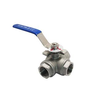 Válvula de Bola de Tres Vías de Acero Inoxidable con Accionamiento Manual Tipo L/T para Agua, Válvula de Bola de Tres Vías Manual Roscada - Product Image 1