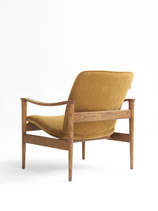 Fauteuil de style <span class=keywords><strong>vintage</strong></span>, modèle d'hôtel design, salon scandinave, fauteuil de balcon, fauteuil en bois massif et tissu - Product Image 3