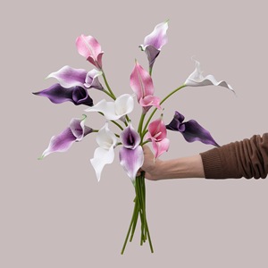 Bouquet de lys artificiels CallaFloral, blanc, rose, rouge, violet, en plastique, décoration intérieure, arrangement de mariage - Product Image 1