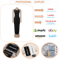 Robes de soirée J80 pour femmes, robes longues moulantes à col halter, ornées de strass et de perles, robes de fête pour femmes