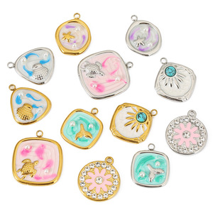 Colgante de acero inoxidable esmaltado con temática del océano, formas mixtas para hacer collares, accesorio de joyería DIY - Product Image 5