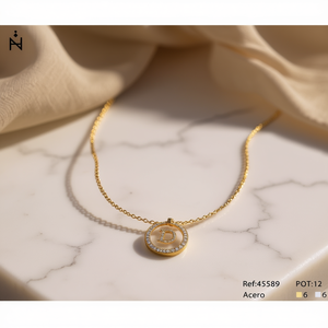 Collana con Ciondolo Lettera D 2Cm con Diamante, Stile Collare, Gioielli alla Moda - Product Image 2