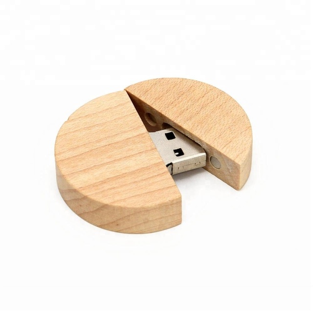 USB Flash Drive Custom Photography Pendrive CE Certified 3-Year Warranty New Design Round Wooden USB 2.0/3.0 Flash Drive