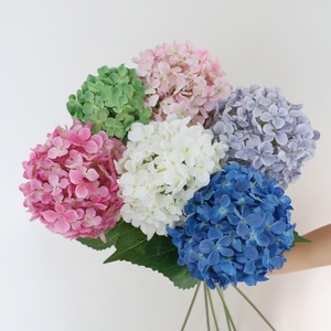 Flor de hortensia artificial de seda para decoración de bodas en interiores, hortensia tipo lollipop - Product Image 1