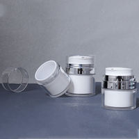 Pot à crème sans air blanc argenté, vide, pour cosmétiques, conteneur pour crème visage, emballage pour soins de la peau, impression de logo personnalisée