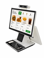 Kiosque de commande automatique avec tablette tactile, écran LCD, lecteur de codes-barres, pour restauration rapide, sur pied, libre-service