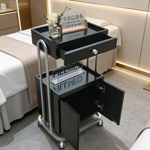 Chariot de Salon Minimaliste avec Cadre Métallique, Roues Universelles, Meuble de Rangement Facilement Déplaçable pour Salons de Beauté, Spas et Hôtels - Product Image 1
