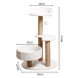 Plataforma de Salto Ecológica, Simple, Elegante y que Ahorra Espacio, con Poste Rascador de Sisal, Estructura para Trepar y Nido para Gatos - Product Image 6