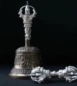 Temple master hand-held diamond bell pestle design and custom Made of Silver 350g bells Bell mold customization