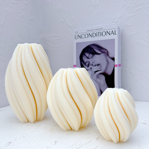 Stampo in Silicone per Candele Moderne a Colonna, 3 Misure, Forma Geometrica a Spirale Ondulata, Conico, Arte Astratta, Decorativo a Strisce Ondulate - Product Image 1