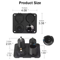 Chargeur USB 4 en 1 pour voiture, panneau de commande, voltmètre LED 12V, interrupteur marche/arrêt, prise allume-cigare pour véhicule
