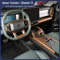 Pièces de décoration intérieure de voiture en bois de pêche pour Jetour Traveler Shanhai T2 : ensemble de garnitures pour console centrale, levier de vitesses et aérateurs