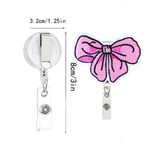 Porte-clés en tissu avec attache transparente anti-perte pour badge nominatif et carte d'identité, avec boucle à tirer facile et nœud en feutre, en gros, en stock - Product Image 3
