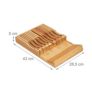 Bloc à couteaux 100 % bambou pur pour tiroir, support de rangement pour couteaux en bambou pour tiroir - Product Image 3