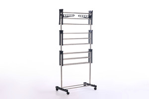 Séchoir à <span class=keywords><strong>linge</strong></span>, étendoir à vêtements, pliable à 4 niveaux, sur roulettes, séchoir à <span class=keywords><strong>linge</strong></span> en acier inoxydable avec roulettes - Product Image 6