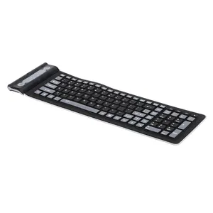 Teclado inalámbrico de 2,4G, teclado portátil plegable de silicona suave a prueba de polvo para ordenador de escritorio, portátil, Plug and Play, 107 teclas