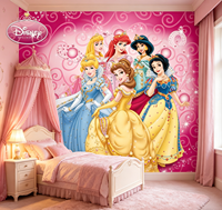 Papier peint mural 3D personnalisé de dessins animés de princesses, papier peint auto-adhésif pour chambre de filles, chambre d'enfants, décoration murale pour la maison, l'école