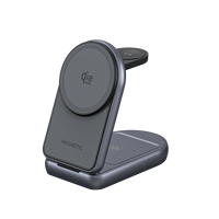 Chargeur sans fil magnétique 3 en 1 Qi2.2 25W pour ordinateur de bureau, pliable, charge rapide, chargeur de téléphone portable portable pour iPhone, écouteurs et montre