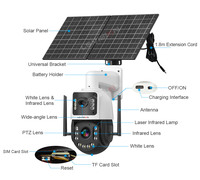 LS VISION 20W Outdoor Solar 4MP Dual Lens 50X Zoom CCTV Camera Battery Waterproof Camera PTZ 24/7 Floodlight AOV Camera