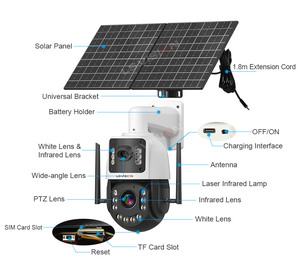 LS VISION 20W Exterior Solar 4MP Lente dual 50X Zoom Cámara CCTV Batería Cámara impermeable PTZ 24/7 Reflector Cámara AOV - Product Image 2