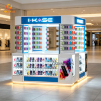 Comptoir d'accessoires téléphoniques avec présentoir suspendu, cabine téléphonique commerciale moderne ouverte pour l'affichage en magasin