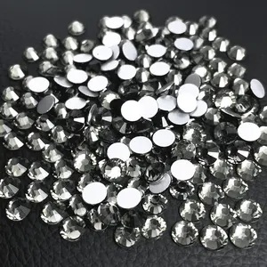 Strass soltos com base em prata e diamante preto SS20 sem encaixe, base pequena de vidro cristal, artesanato DIY, unhas, roupas e sapatos, artesanato artesanal