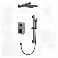 Kit de douche encastré blanc mat, ensemble de douche murale au design épuré avec douchette réglable pour une ambiance moderne et lumineuse
