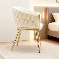 Chaise de salle à manger, de maquillage ou de réunion, style moderne et simple, en velours léger et luxueux, avec rembourrage doux et structure métallique, pour la maison, le café ou les espaces décontractés.