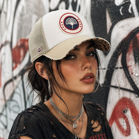 Casquette de camionneur réglable 5 panneaux en maille, style vintage, imprimé léopard, broderie personnalisée, tendance, décontractée, pour l'extérieur