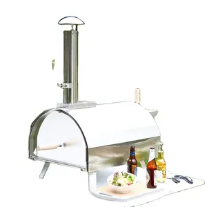 Auplex aço inoxidável Outdoor Mini Gás Wood Fired Horno Para Pizza Forno