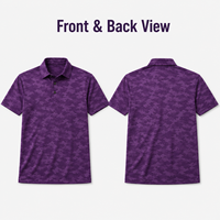 Polo de golf personnalisé OEM pour hommes, motif camouflage violet jacquard, tricot performant anti-humidité, pour tournoi, avec personnalisation de marque