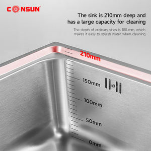 Consunキッチンキャビネットシンクシングルボウルアンダーマウント304ステンレス鋼キッチン用多機能スクエアキッチン - Product Image 3