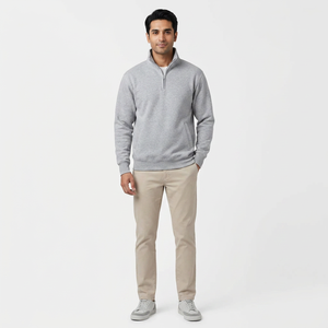 Suéter de Hombre 100% Algodón, Color Gris Jaspeado, Dos Bolsillos Laterales, Corte Ajustado, Sudadera con Capucha, Parte Inferior Gruesa, Diseño de Bordado Personalizado - Product Image 1