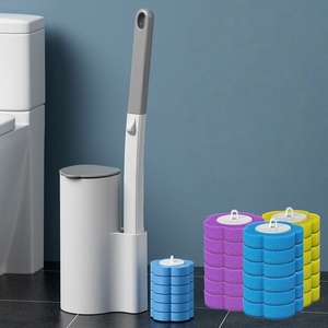 Ensemble de toilettes jetables en plastique blanc avec tête d'éponge remplaçable, antibactérien, antimicrobien, élimination profonde des taches, 360° pour salle de bain - Product Image 1