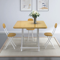 Vente chaude Nouvellement Conception Concise Petit Appartement Quatre Pieds En Bois En Métal Pliant Salle À Manger Bar Ensemble De Table