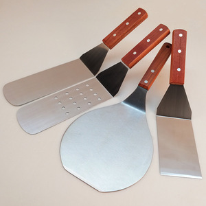 DF30 0630 Juego de espátulas de acero inoxidable con mangos de madera, precio de fábrica, herramientas duraderas para barbacoa y cocina - Product Image 3