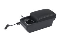 Boîte d'accoudoir de voiture à double couche coulissante en cuir PU noir avec 3 ports USB pour Mitsubishi Xpander / Xpander Cross 2019-2022
